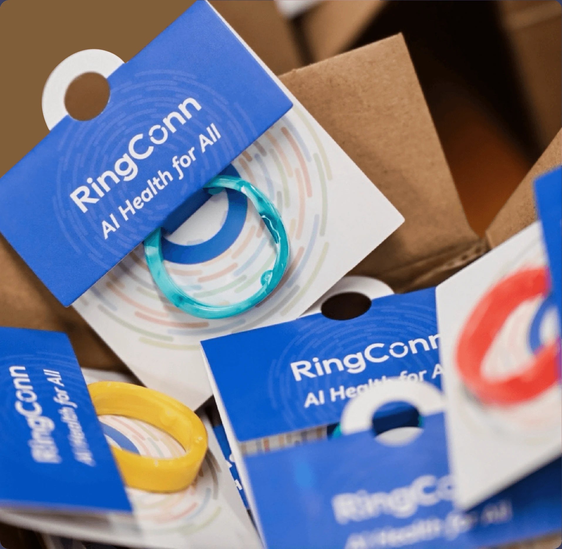 Smart rings in a variety of colors, ready for health tracking.