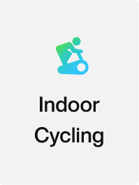 Indoor cycling activity tracking icon: stationary bike, fitness metrics