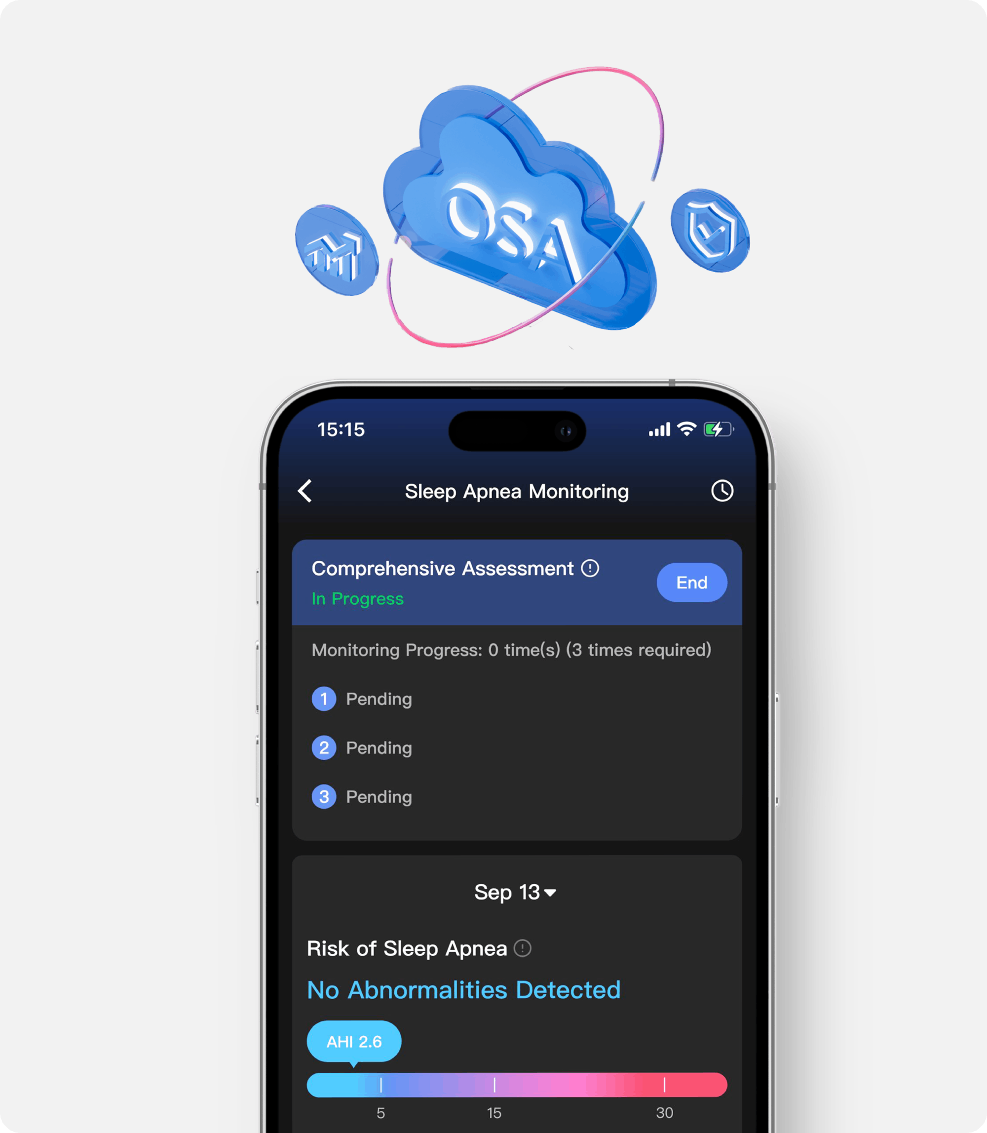Sleep Apnea Monitoring on a smartphone. Sleep apnea risk assessment with data visualization.