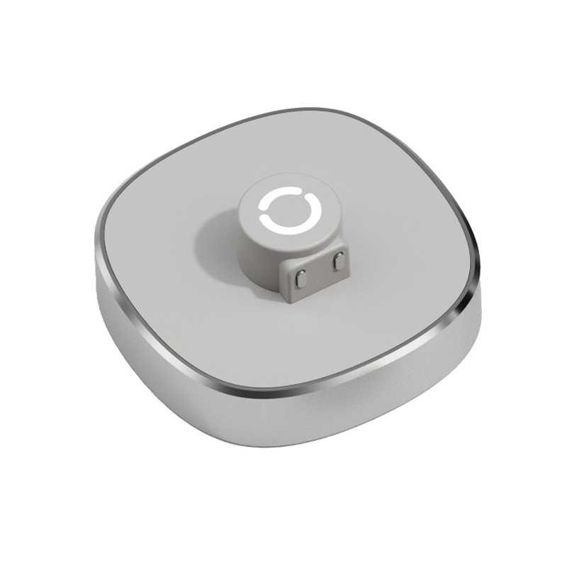 Smart ring charging dock, with white light showing charging status and magnetic charging.